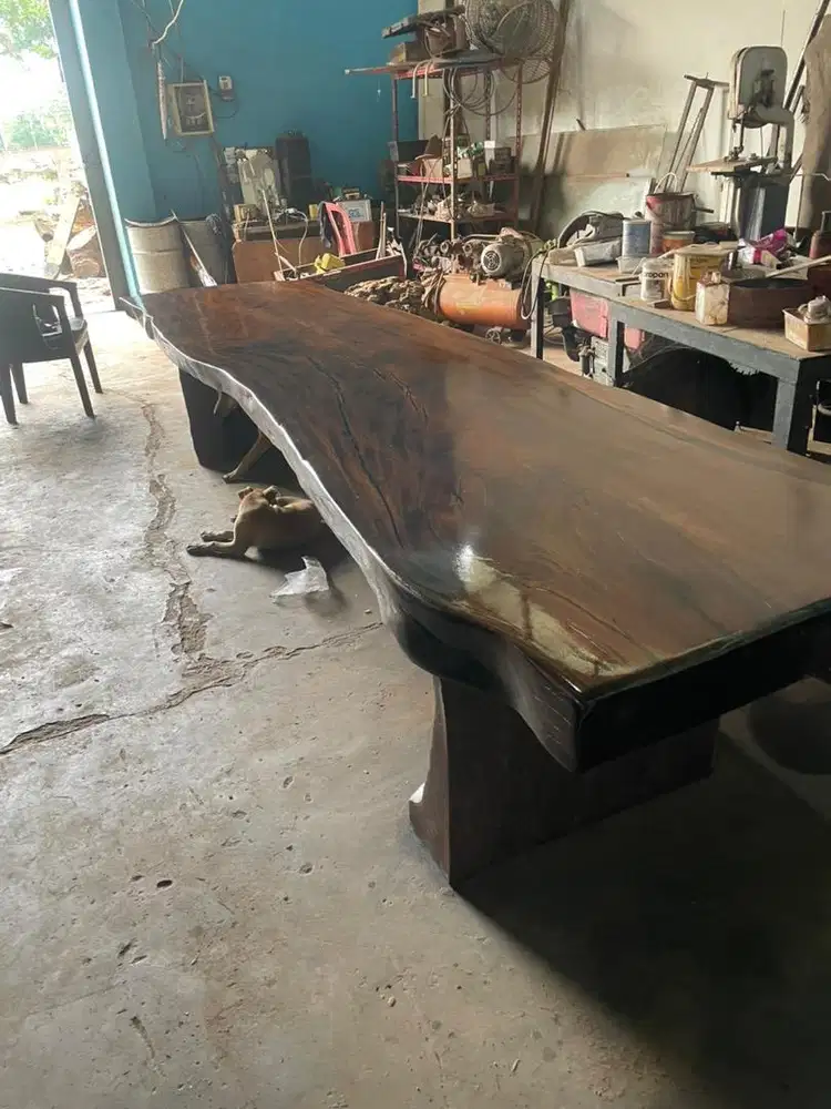Meja Merbau Panjang 400 x lebar 100 x tebal 14 cm