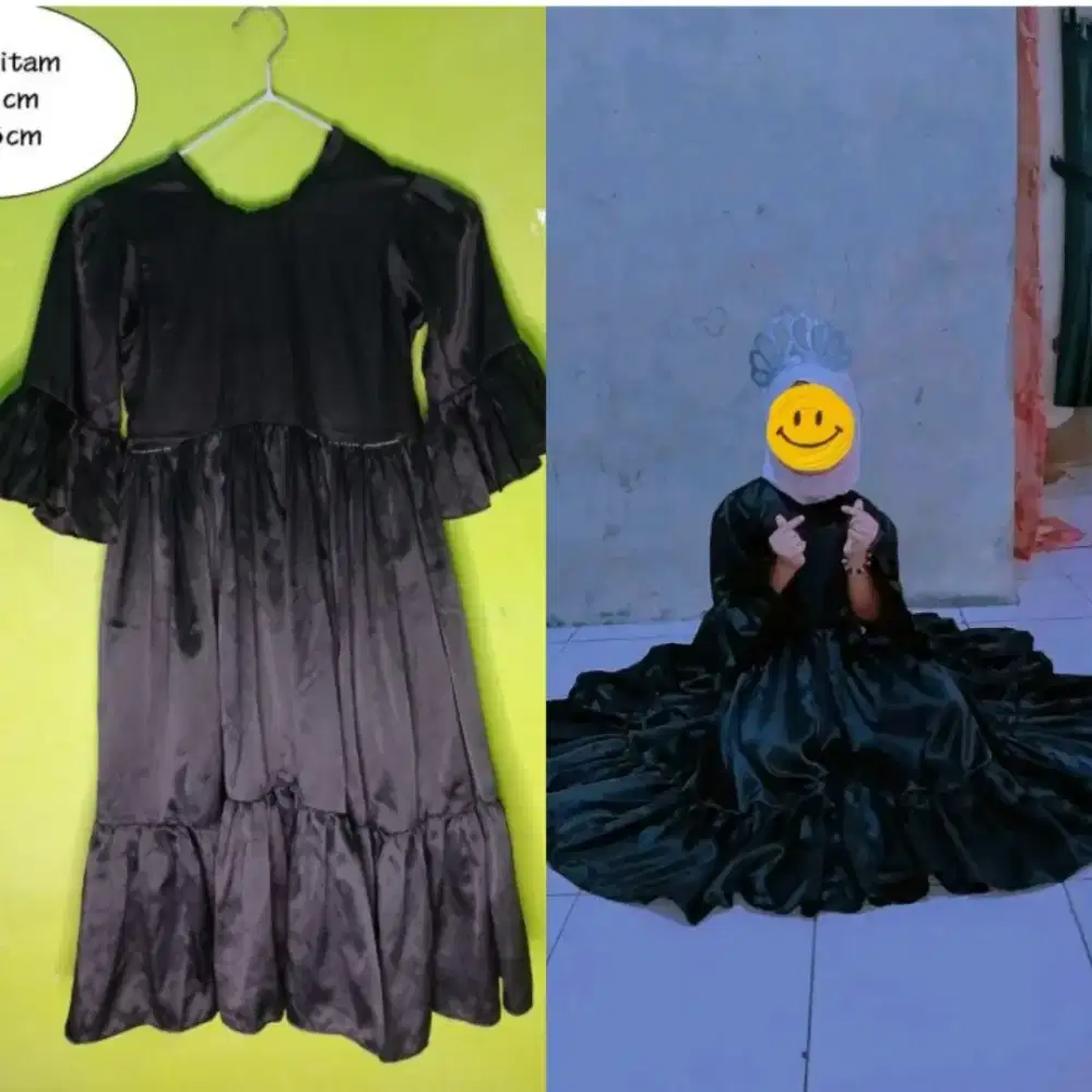 Gamis hitam anak size 6-7th