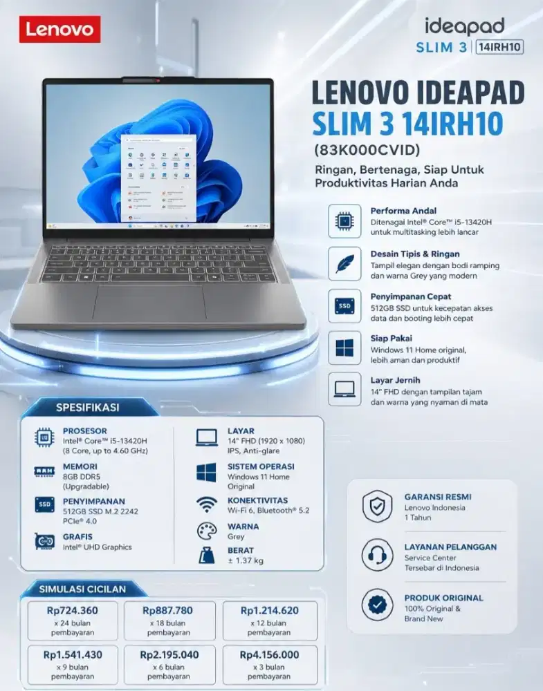 Laptop Lenovo Ideapad Slim 3 14IRH10