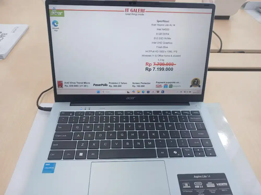 JUAL LAPTOP ACER AL14-36P-C9YY 8/512