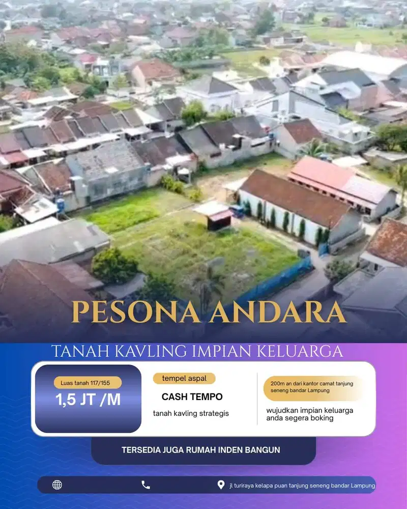 TANAH KAVLING KOMPLEK PERUMAHAN TANJUNG SENANG WAYKANDIS