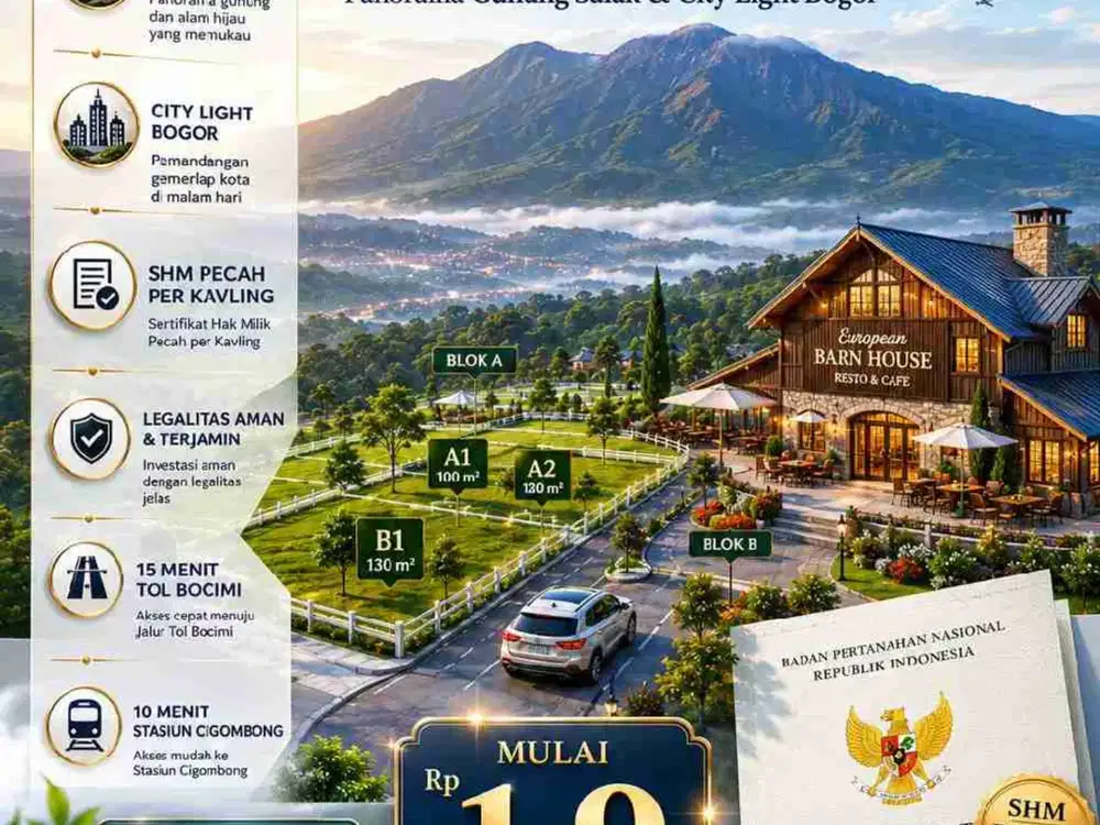 JUAL TANAH KAVLING STRATEGIS  NUANSA EROPA BOGOR SELATAN