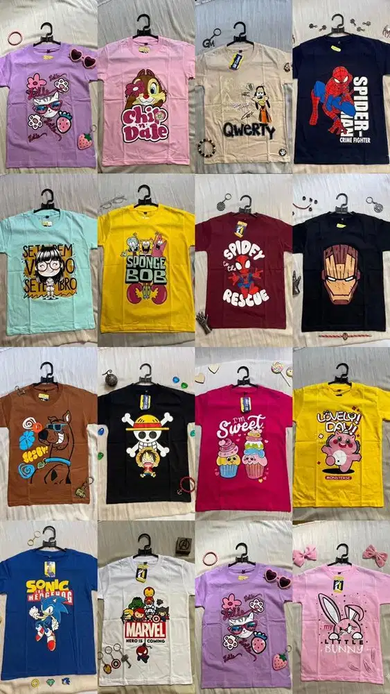KAOS ANAK 30RB COTTON COMBED 24s SIZE S-XL 1-8 TAHUN COD BANJARMASIN