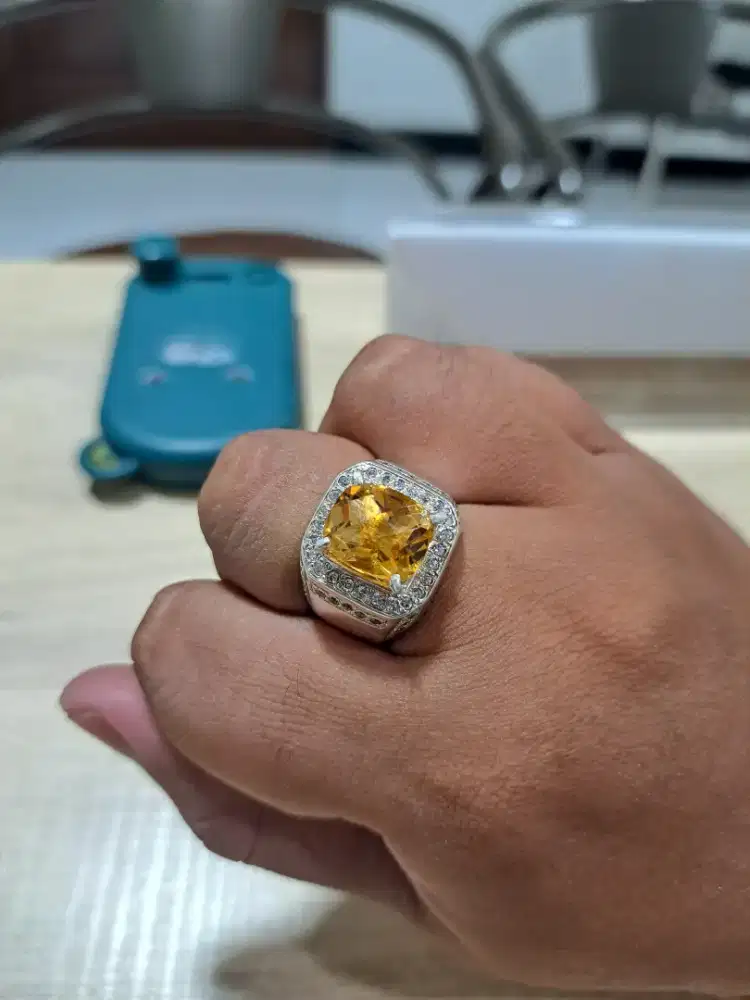 Cincin perak 925 silver batu citrine (safir sapphire zamrud ruby rubi)