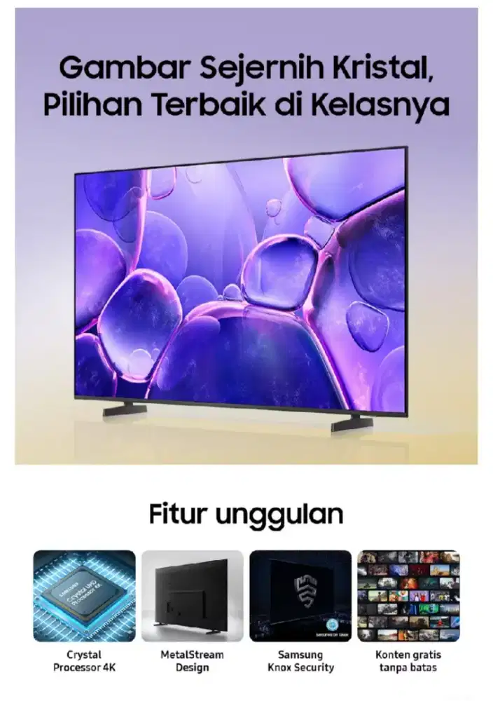 Samsung 43 SmartTV Crystal UHD Netflix YouTube Digital Garansi BARU