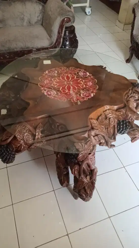 Meja akar jati antik mulus
