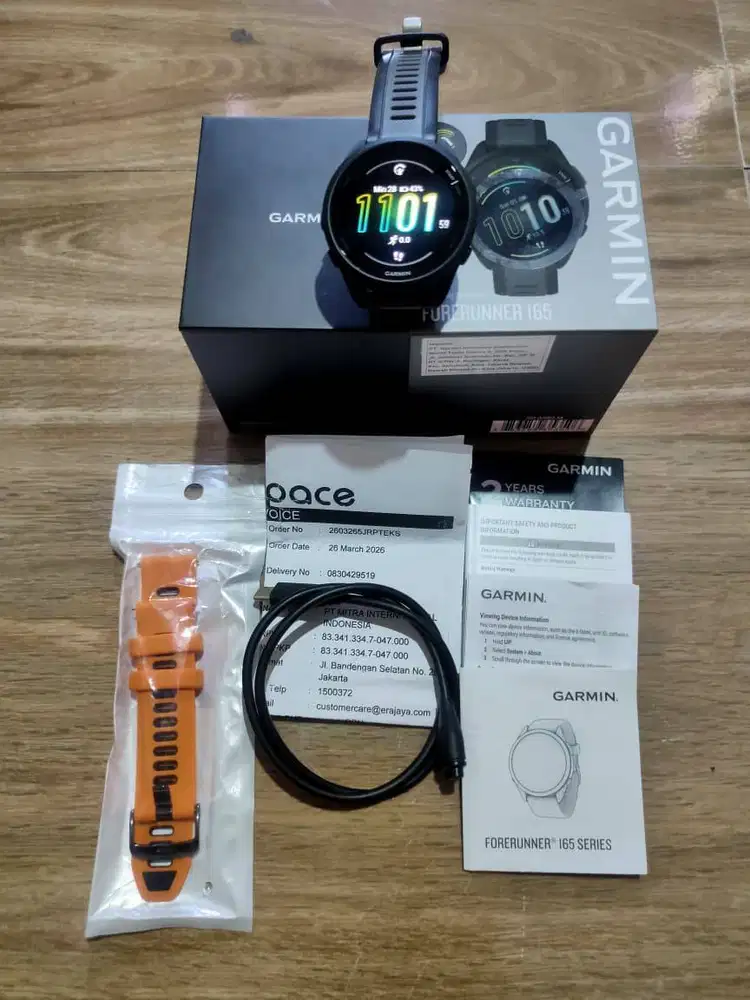 GARMIN Forerunner 165 Black/Slate Grey 100% MULUSS GARANSI 2028