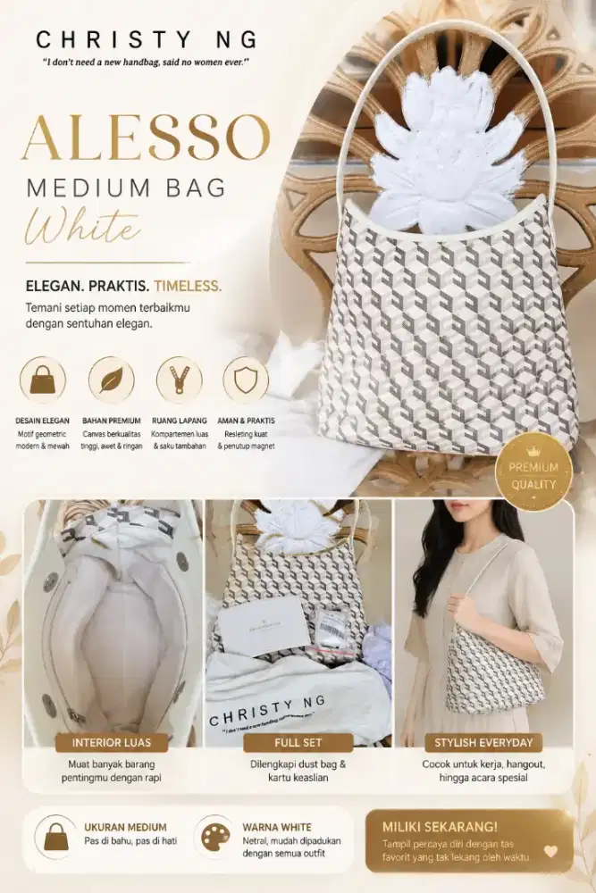 TAS WANITA CHRISTY NG ALESSO MEDIUM BAG WHITE