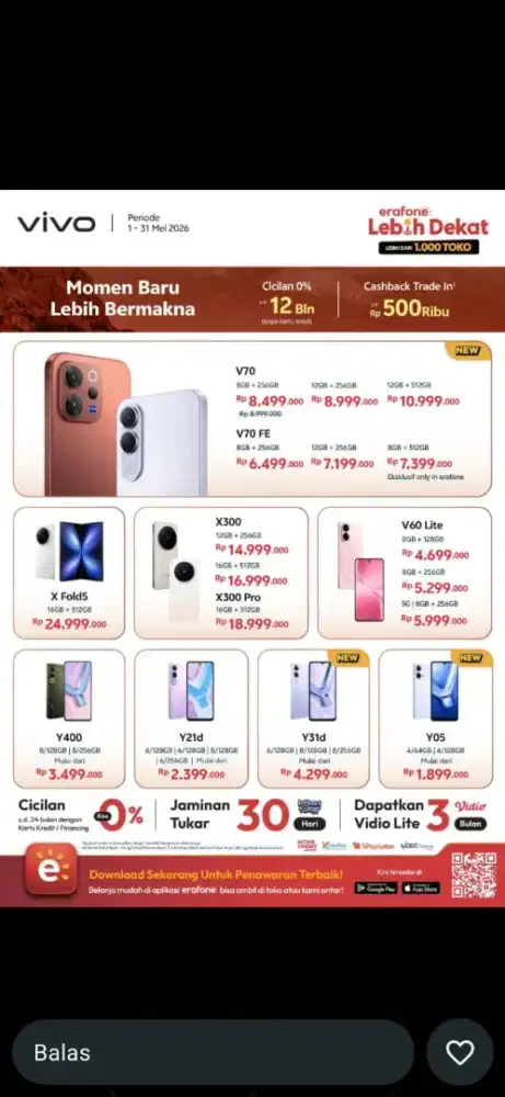 Cash Cicilan Vivo Series Cod & cicilan 0%
