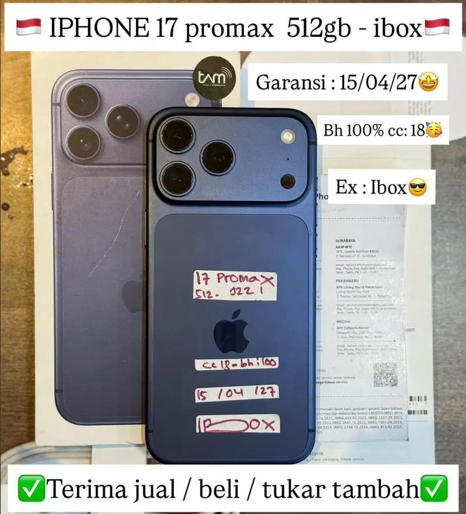 Iphone 17 Promax 512 Gb Deep Blue Resmi Ibox