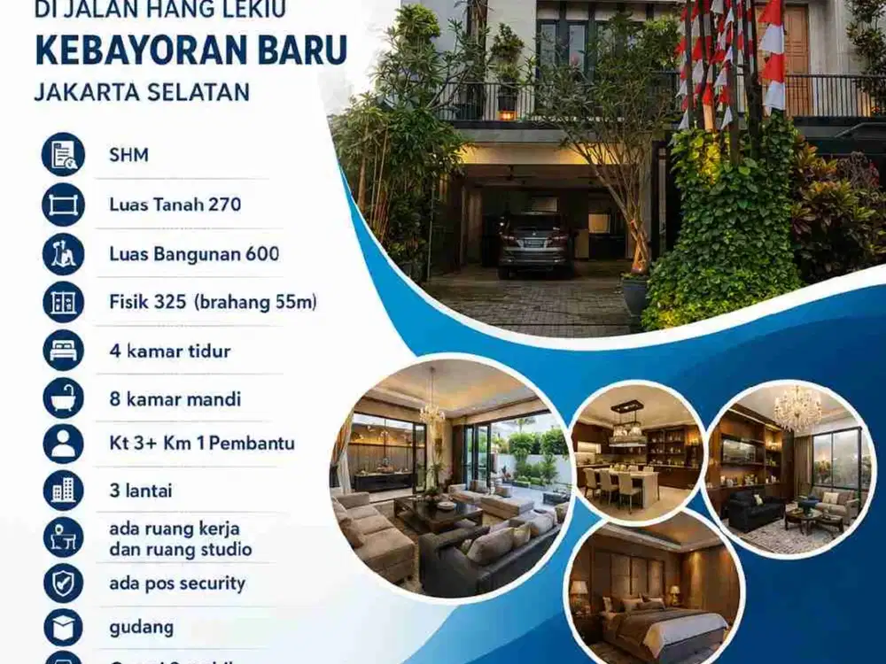 DIJUAL RUMAH BARU MEWAH DI JALAN HANG LEKIU  KEBAYORAN BARU JAKARTA SELATAN