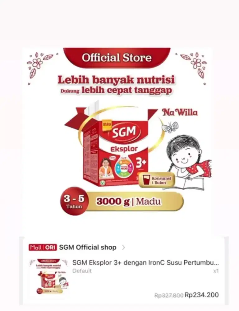 Susu SGM Explore 3+ Rasa Madu 3000gram