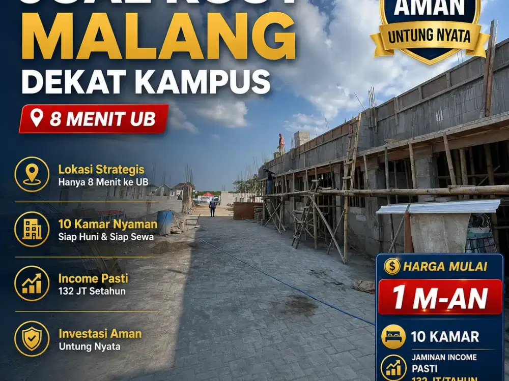 KOST DIJUAL, LANGSUNG DAPAT PENGHASILAN PROMO CASHBACK 100 JT