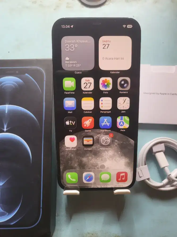 Iphone 12 Pro Max 128gb blue inter fullset mulus all operator