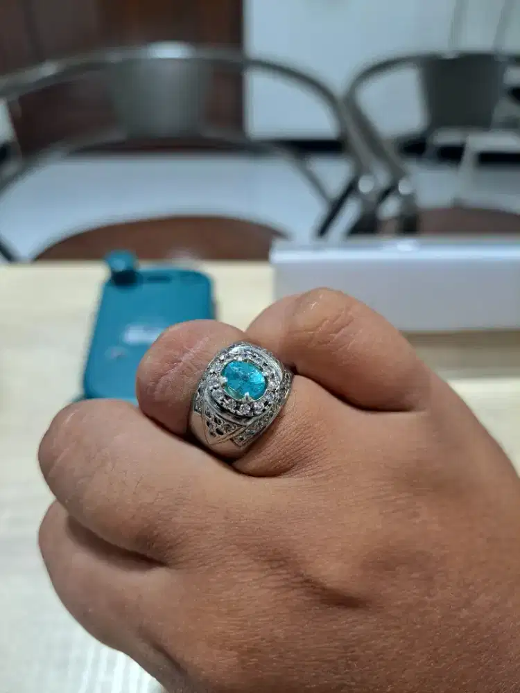 Cincin perak 925 silver blue zircon sapphire safir ruby zamrud emerald