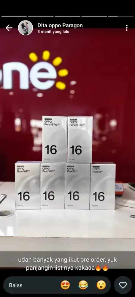 OPPO RENO 16 Series ,PREE ORDER DP 200k
