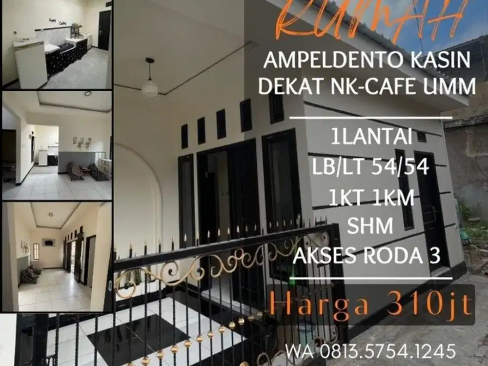 Rumah minimalis dekat kampus UMM NKCafe Malang 310jt akses Roda3