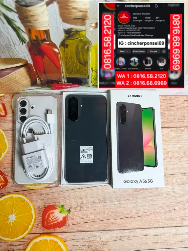 Jual hp LIKENEW SAMSUNG A56 5g 12/256 garansi free adaptor n case