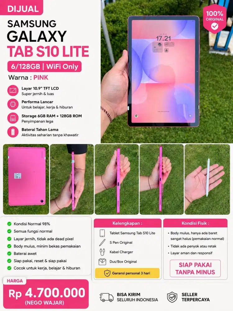 Samsung Galaxy Tab S10 Lite Wi-Fi 6GB/128GB Fullset Original
