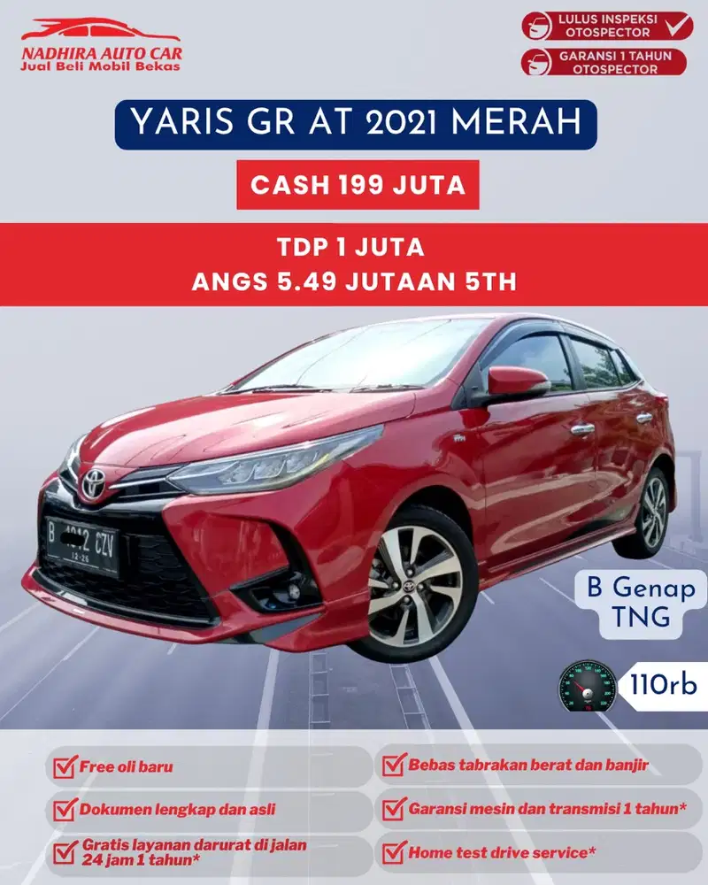 TDP 1 Juta Yaris GR AT 2021 Merah