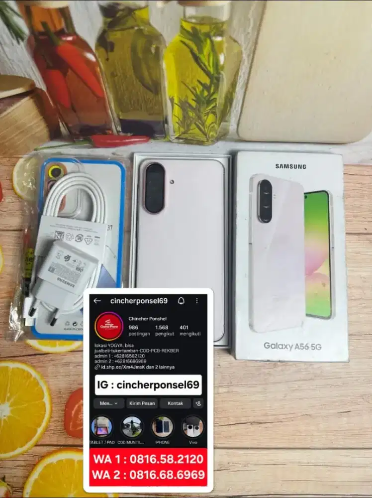 Jual hp LIKENEW SAMSUNG A56 5g 8/256 istimewa grs feb 2027 fre adaptor