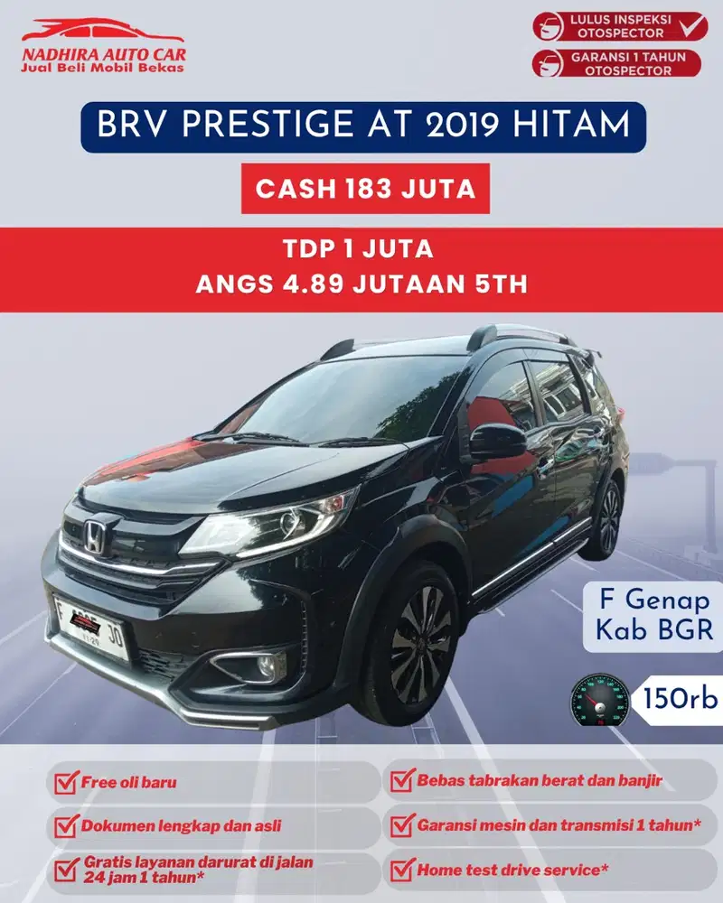 TDP 1 Juta BRV Prestige AT 2019 Hitam