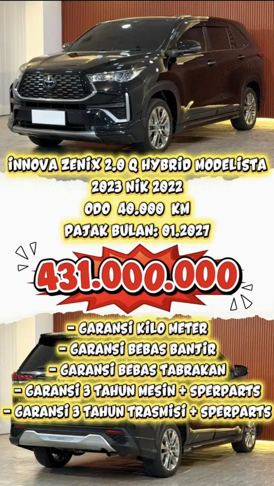 [ ODO 40.000 KM ] INNOVA ZENIX Q HYBRID MODELISTA TSS 2.0 AT 2022