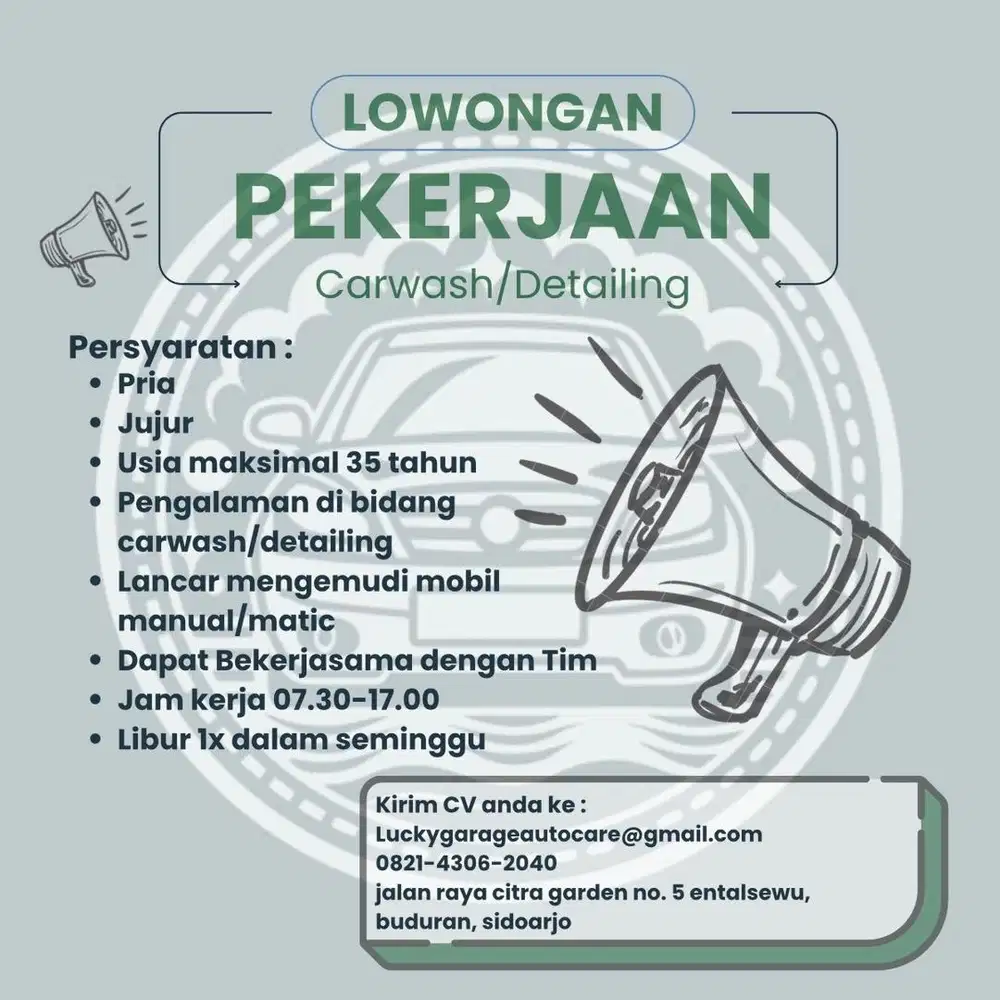 Lowongan kerja cuci mobil