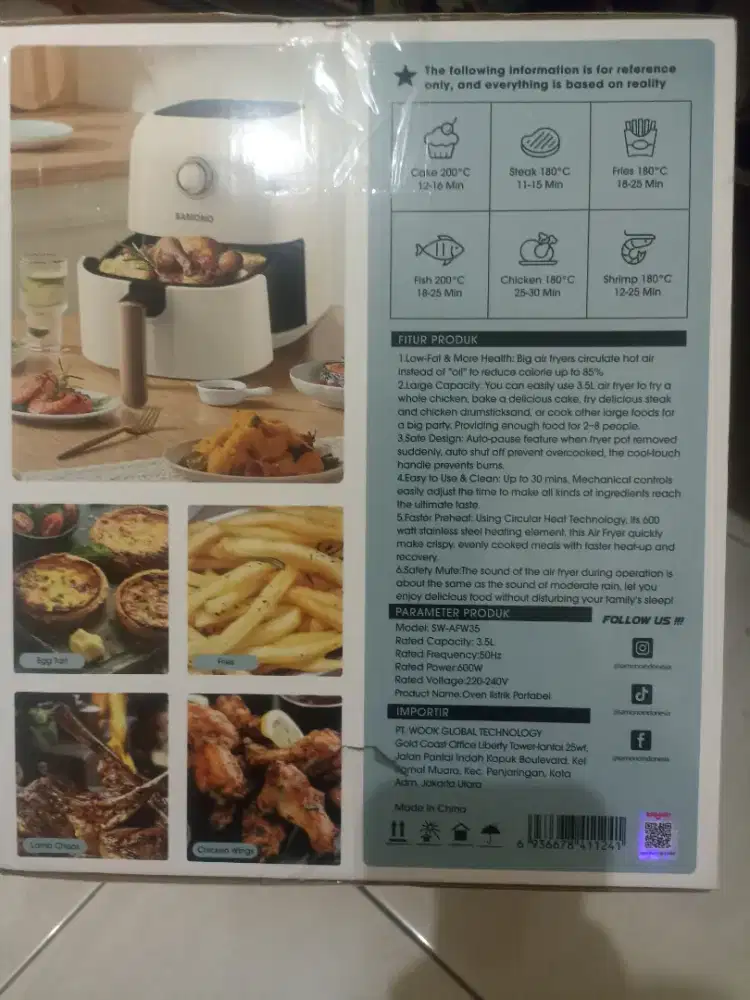 Air fryer 3.5 liter 600 watt