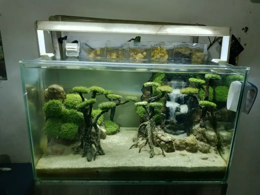 Aquarium hardscape air terjun