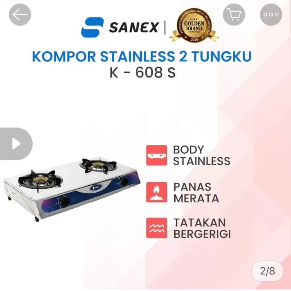 Kompor Stainless Sanex K-608 S