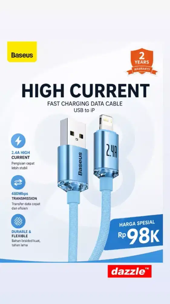 Kd Baseus A to Lcrystal 2,4A 1,2m CAJY1103