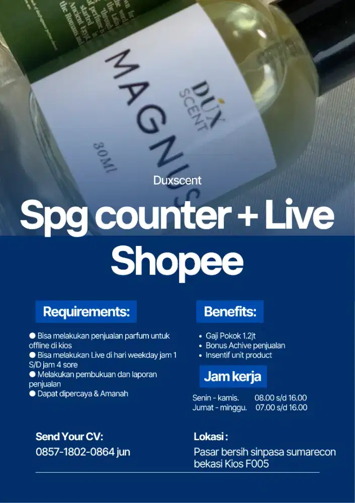 Lowongan spg counter + Live