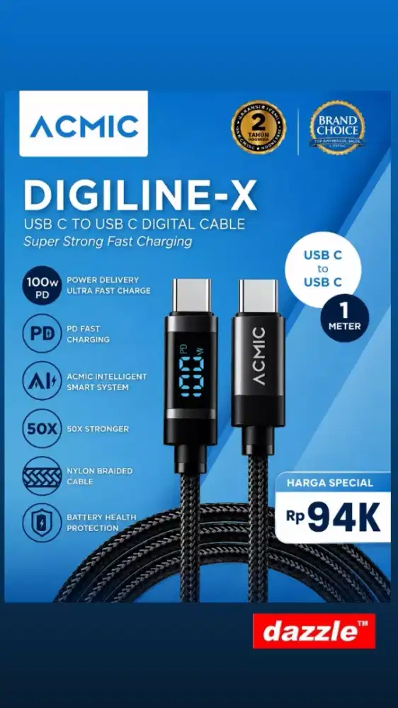 Kd acmic digiline x c to c 100 watt 1m black AC 186BK