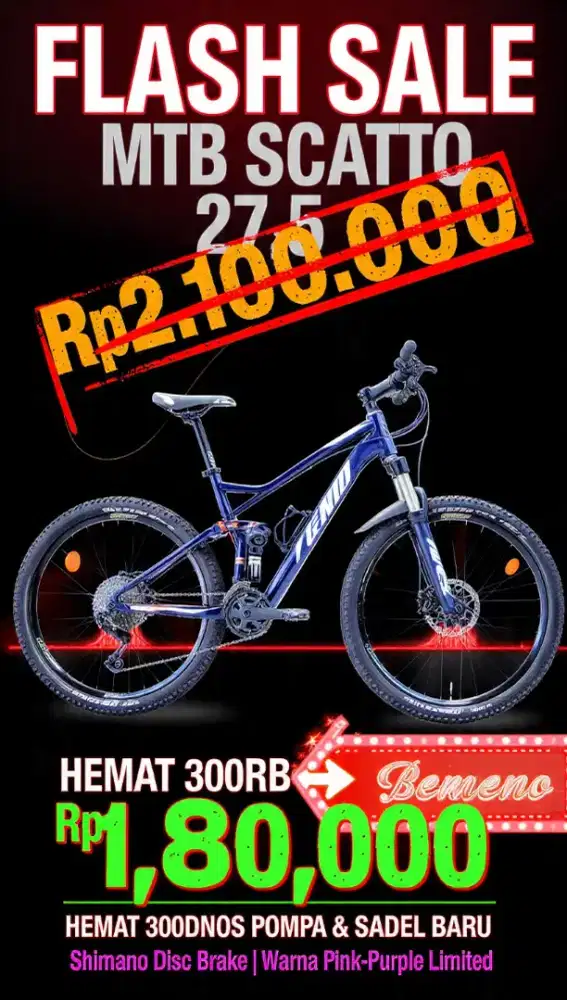 FLASH SALE MTB SCATTO 27.5 Shimano | Rp2.1JT → Cuma Rp1.8jt
 (Nego)