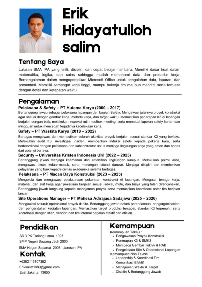 Info loker scurity, proyek dll