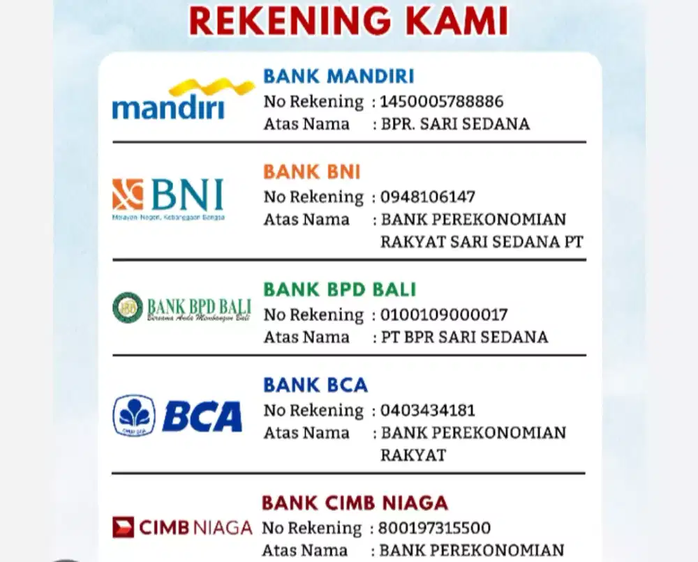 Jual rekening perusahaan PT