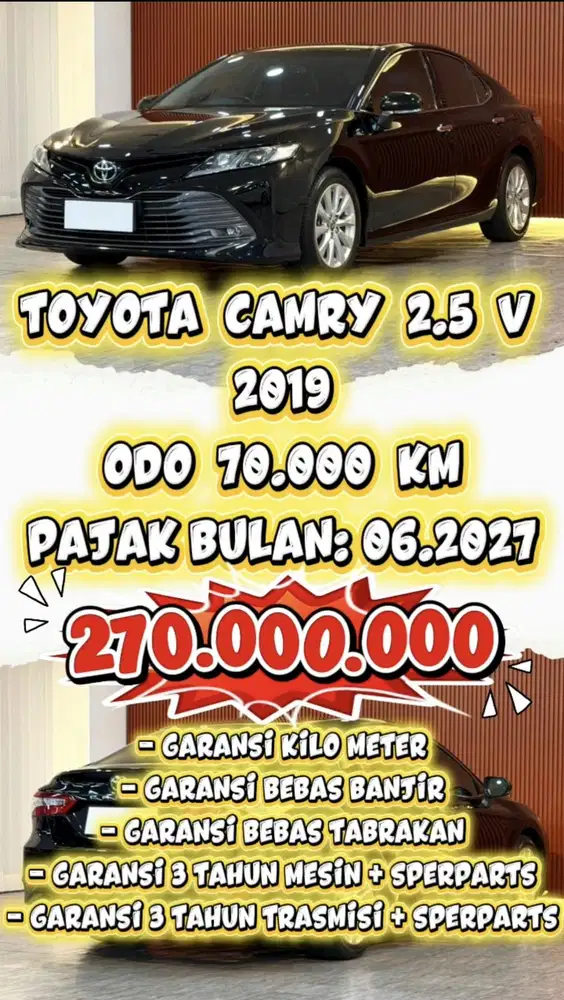 TOYOTA CAMRY 2.5 V AT 2019 SIAP LANGSUNG PAKAI