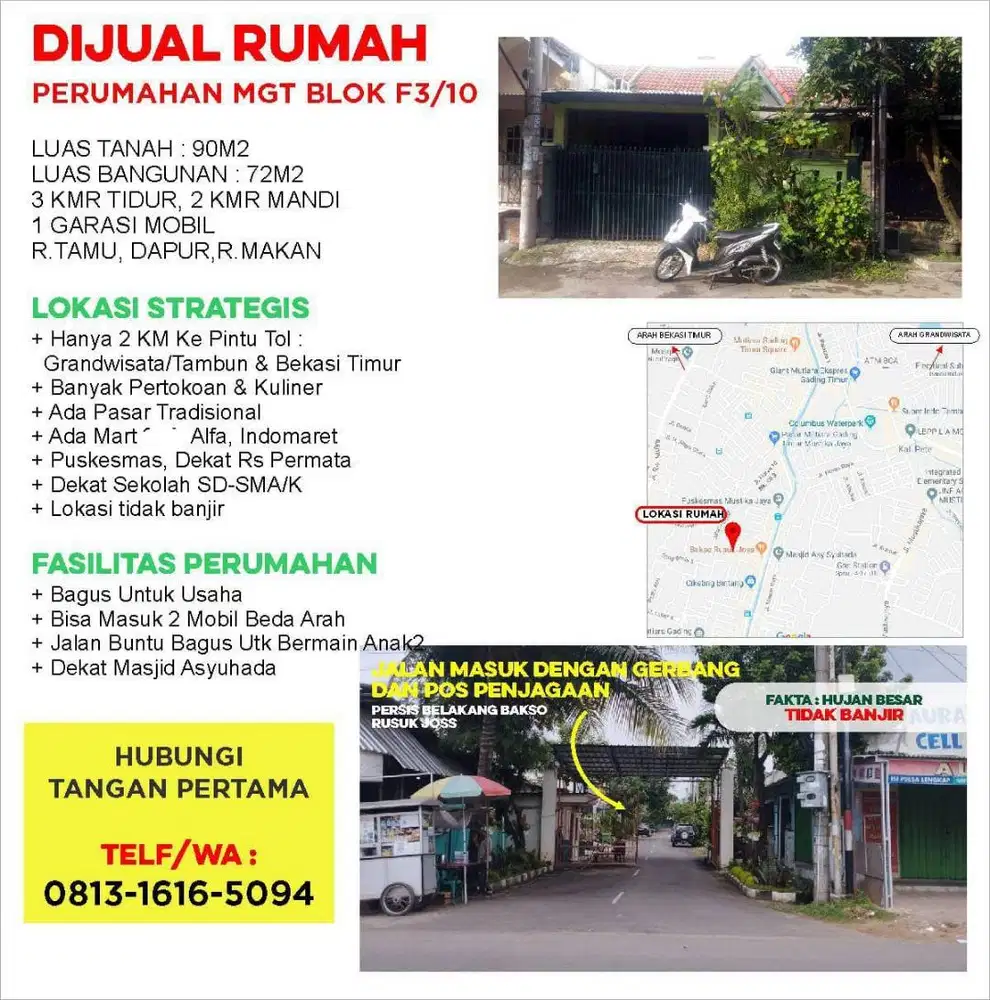 RUMAH BEKASI DIJUAL CEPAT TANPA PERANTARA BISA NEGO