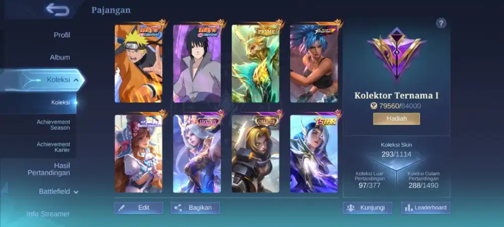 AKUN MOBILE LEGENDS KOLEKTOR TERNAMA 1