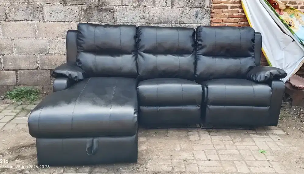 Sofa L Reclining type Reynold istimewa mulus glowing