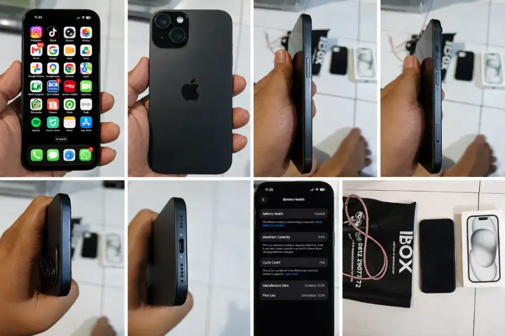 iPhone 15 iBox 256gb Hitam Mulus