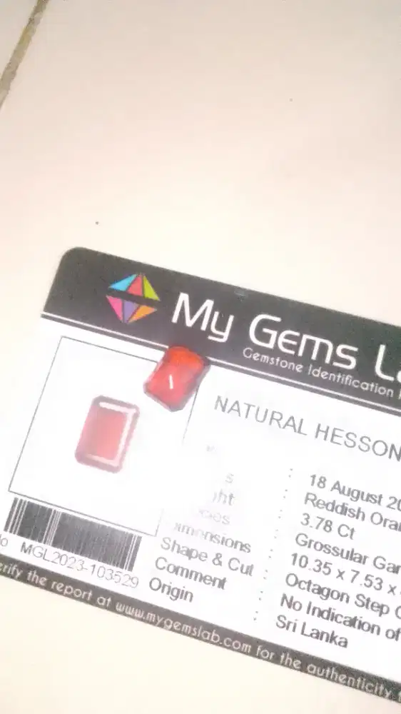 Natural hessonite garnet