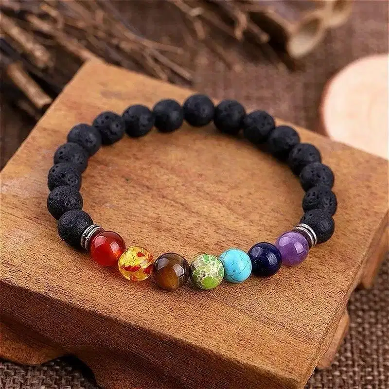 Gelang Batu Alam 7 Chakra Natural Gemstone Healing Balance