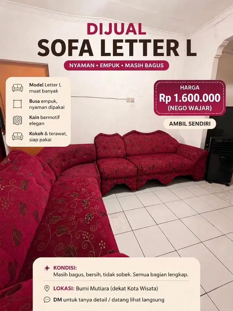 DIJUAL SOFA LETTER L