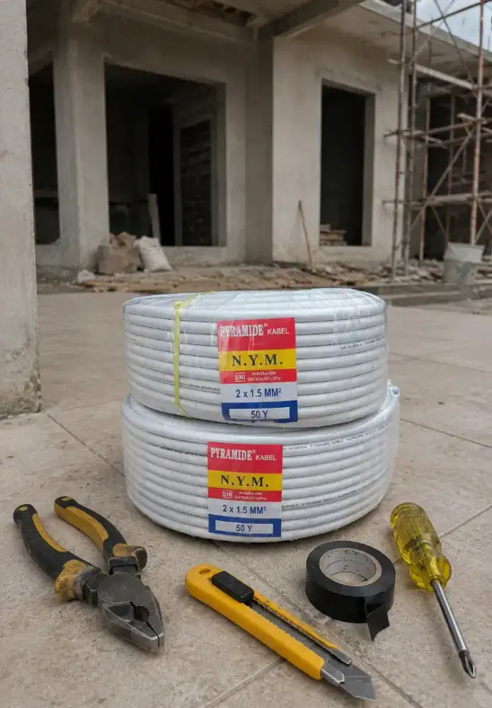 Kabel listrik NYM SNI PYRAMIDE 2x1.5 50Y Kabel Tunggal High Quality