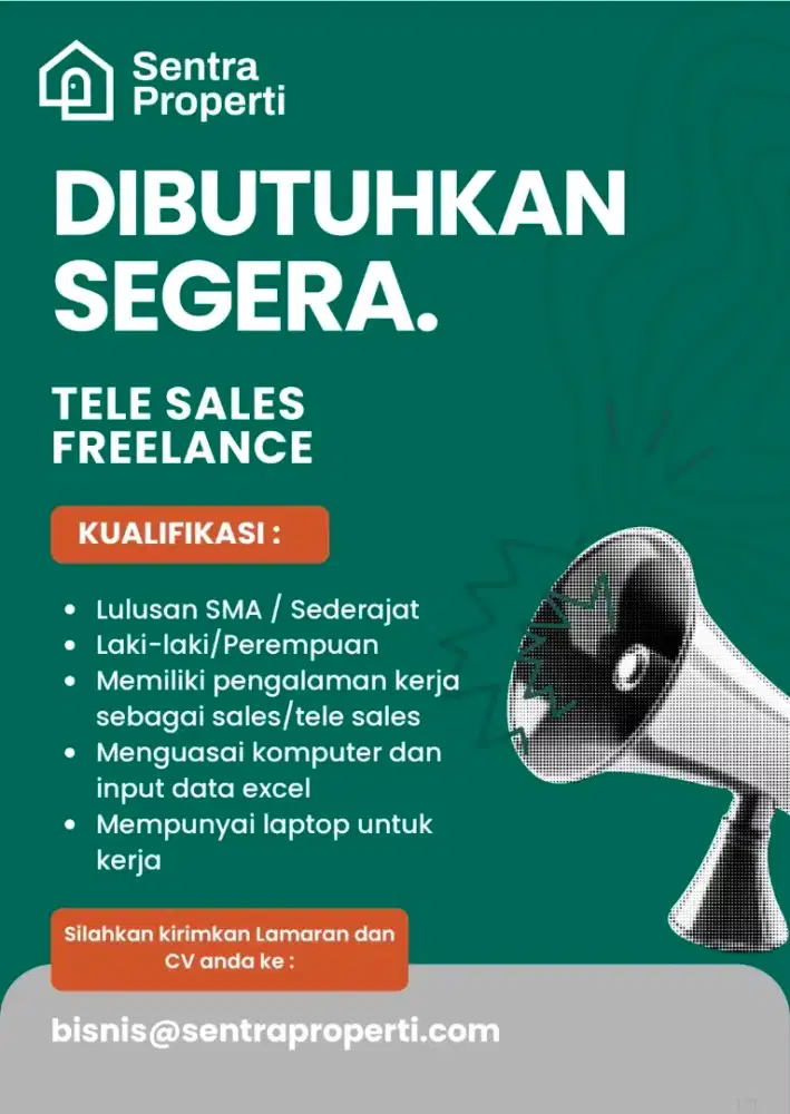 Dibutuhkan Telesalea Freelance