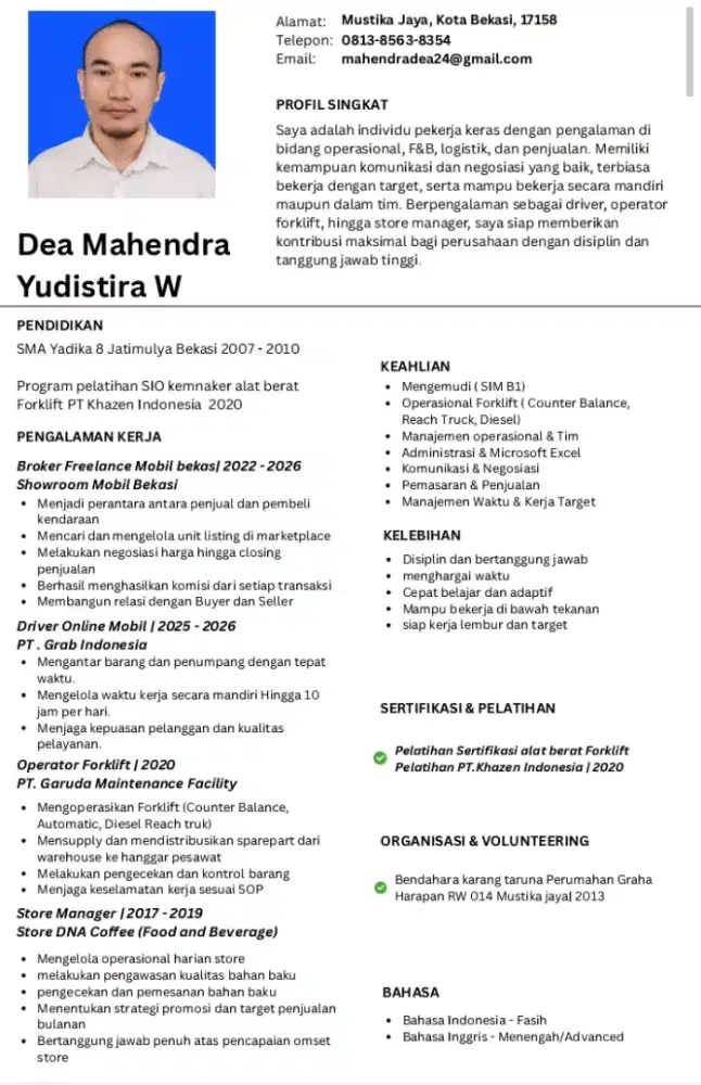 Info Loker Driver Pribadi / logistik