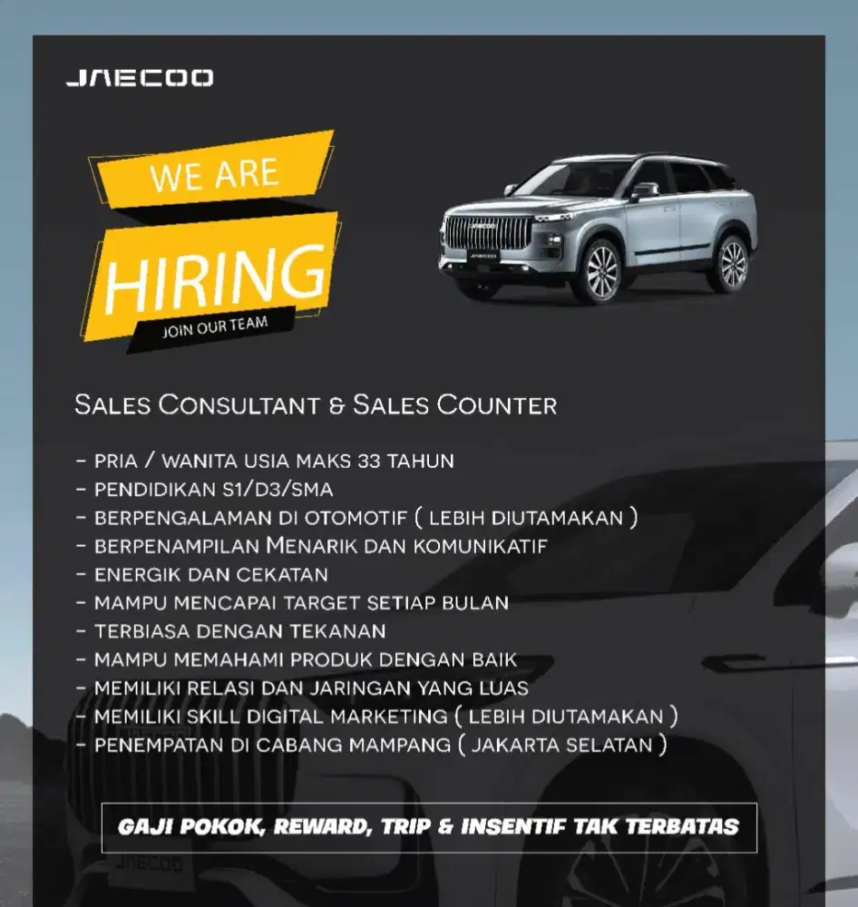 SALES MARKETING JAECOO