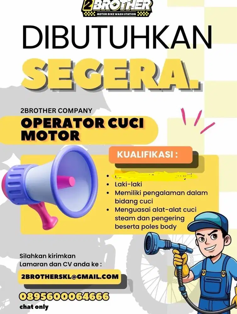 Lowongan kerja cuci motor